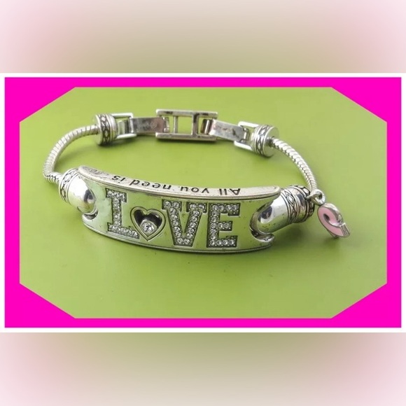 Brighton Power of Pink bracelet: LOVE, pink ribbon & add a charm- 2010 Retired - Picture 6 of 7